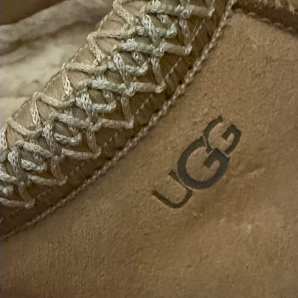 UGG Beige Suede Platform Slippers - Picture 2 of 5